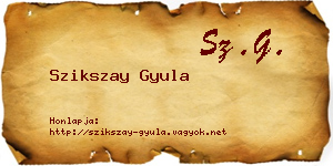 Szikszay Gyula névjegykártya